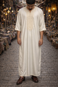 Cream Moroccan Gandora for Men | Traditional Djellaba Thobe